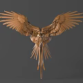 Golden Bird Shaped Wall Decor with Spread Wings and Metallic Finish