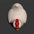 Cute White Chicken Game And Movie Character With Red Comb And Yellow Beak Feet