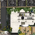 Cozy Café Interior With Blackboard Menus Green Plants And Wooden Furniture