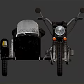 Black Motorcycle With Sidecar Headlight Rear Mirrors And Orange Indicators