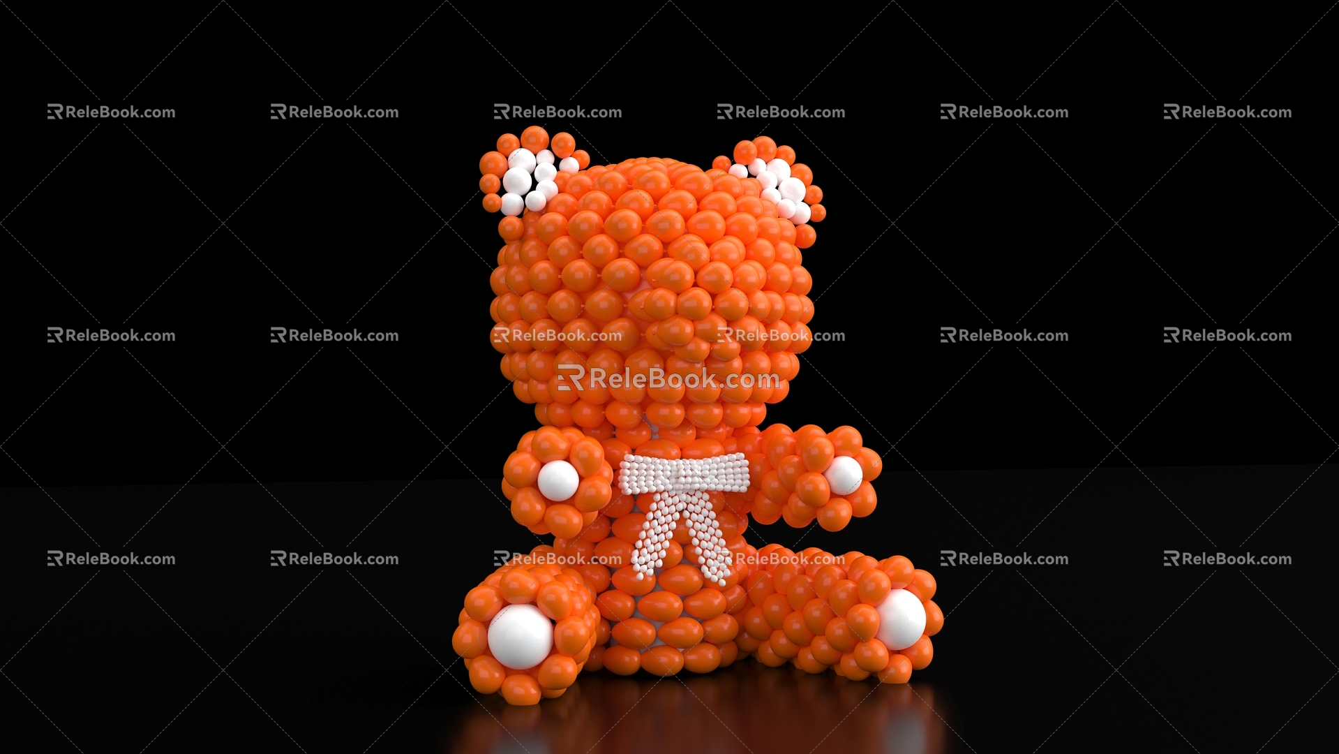 Modern balloon orange balloon bear 3d model