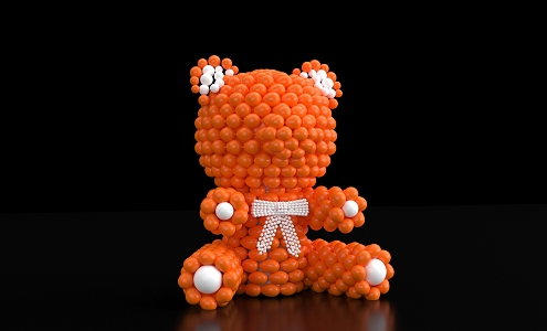 Modern balloon orange balloon bear 3d model