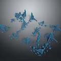 Stunning Underwater Landscape With Blue Coral Formations And Marine Life Elements