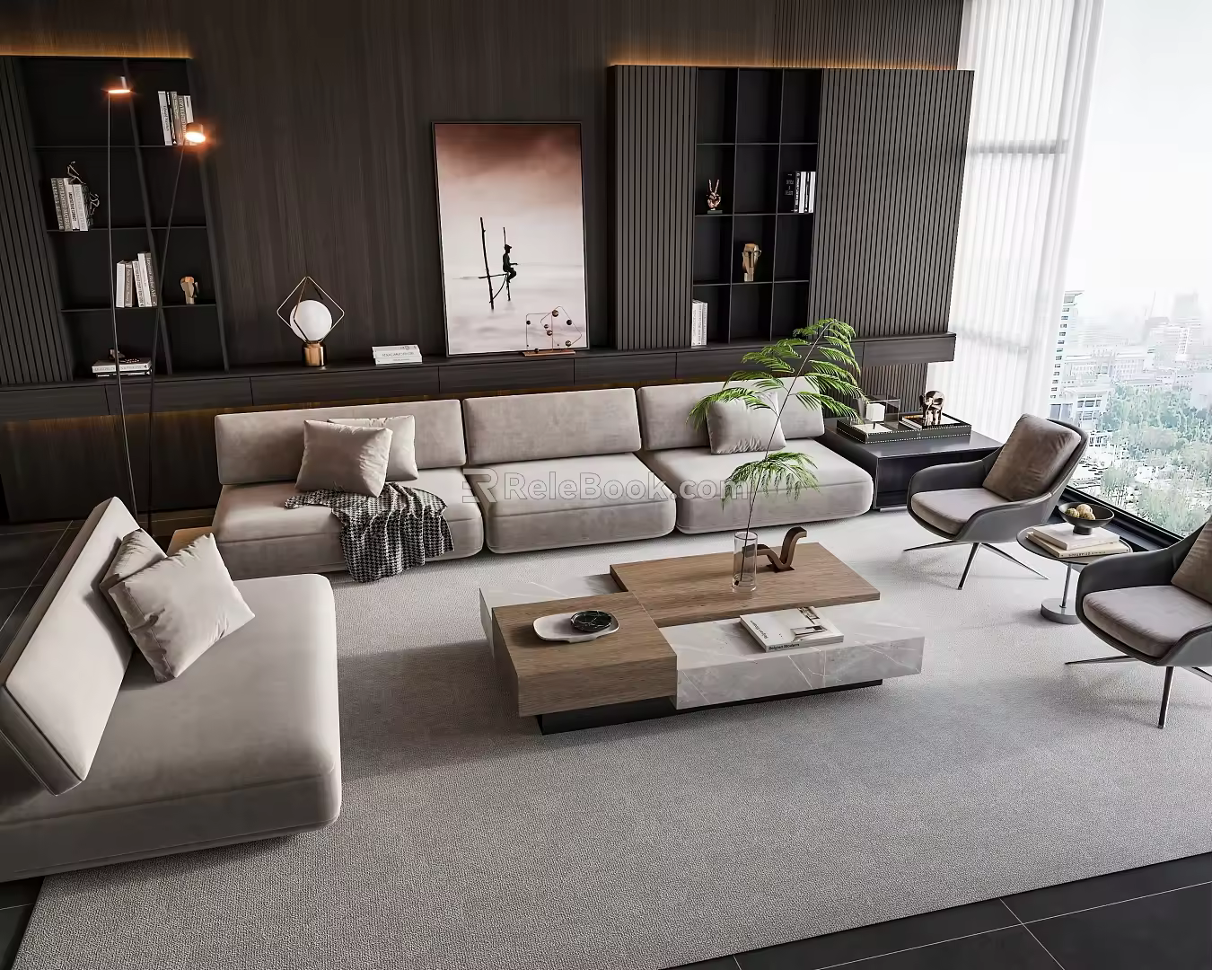 Sofa Coffee Table Combination Multi-person Sofa Coffee Table Single Casual Chair Lazy Sofa Accessories Decoration Sofa Combination Sofa Combination 3d model