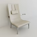 Modern Light Colored Leather Single Sofa With Metal Frame Armrests And Cushion 3d model