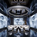 Modern Tech Style KTV Interior With Visual Screens 3d model