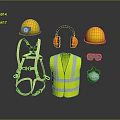 Safety Work Clothing and Accessories with Hard Hats Reflective Vest Harness Ear Muffs and Mask