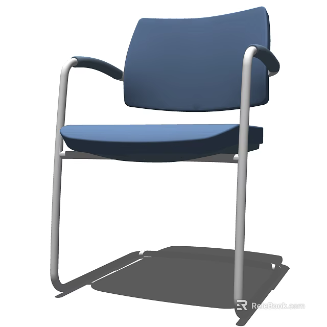 Comfortable Blue Armchair With Metal Frame And Padded Seat Backrest Design 3d model 