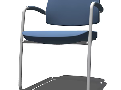 Comfortable Blue Armchair With Metal Frame And Padded Seat Backrest Design 3d model