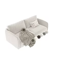 Two Seater Sofa Featuring Striped Design Decorative Pillows Knit Blanket And Color Options