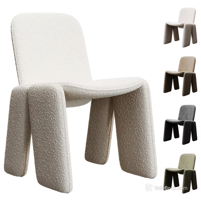 Modern Minimalist Single Chair With Textured Fabric Upholstery Ergonomic Curved Seat And Multiple Color Options 3d model 