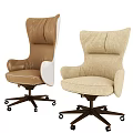 Office Chair With Two Styles Leather And Fabric High Back Armrest And Wheeled Base