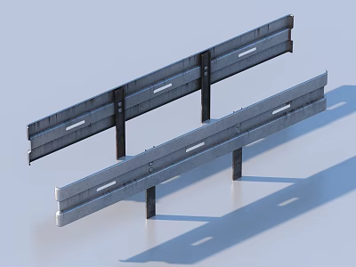 Modern Metal Safety Guardrail Structure With Parallel Rails And Support Posts 3d model