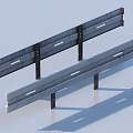 Modern Metal Safety Guardrail Structure With Parallel Rails And Support Posts 3d model