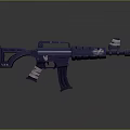Modern Purple Tactical Assault Rifle 3D Render With Textured Design And Grip Attachment
