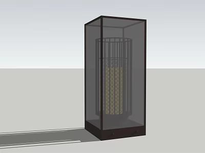 Outdoor Light With Black Frame Transparent Glass Enclosure And Grid Design 3d model