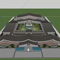 Traditional Curved Roof Detached Villa With Central Courtyard And Lush Greenery Surroundings