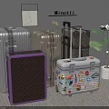 Minotti Assorted Luggage Collection Featuring Different Colors Patterns And Sticker Designs