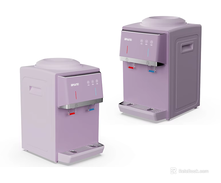 Two Purple Water Dispensers With Hot Cold Functions As Daily Electrical Appliances 3d model 