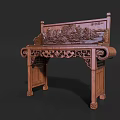 Classic Wooden Carved Shelf With Intricate Patterns And Decorative Design