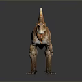 Realistic Spiked Back Dinosaur With Orange Striped Skin In Standing Pose