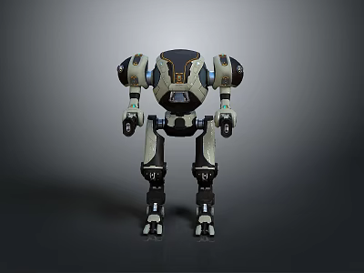 3D Robot Character Model Featuring Mechanical Design Gray Black Color And Robotic Limbs 3d model