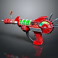 Red Sci Fi Futuristic Weapon With Green Components Gauge Spikes And Handle Design 3d model