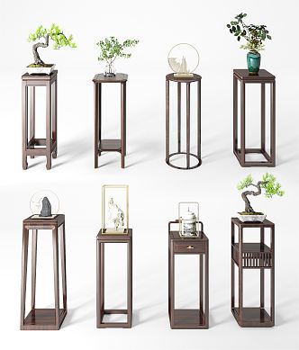 New Chinese-style Flower Rack 3d model