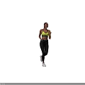 Woman in Yellow Sports Bra and Black Leggings Showing Running Posture Front and Back Views
