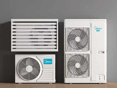 Midea White Air Conditioner Fan Units Featuring Different Design Models And Styles 3d model