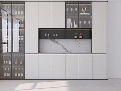Elegant Modern Restaurant Kitchen Interior With Marble Countertop And Cabinets 3d model