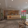Modern Restaurant Interior With Wooden Tables Chairs Hanging Lamps Potted Plants And Partition Screens