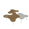 Modern Modular Coffee Table With Multiple Wooden Sections And Metal Legs In Irregular Shape 3d model