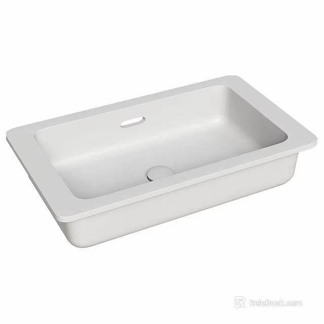 White Rectangular Bathroom Wash Basin With Smooth Surface And Modern Design 3d model