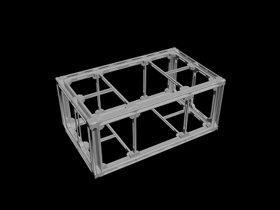 Sturdy Industrial Metal Frame Structure With Rectangular Design And Cross Supports 3d model