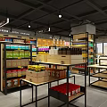Modern Supermarket Interior With Well Stocked Shelves Fresh Fruits And Refrigerated Counters