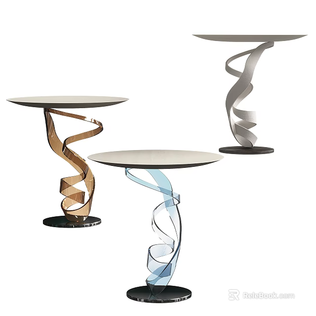 Modern Roadside Facilities With Spiral Design And Colorful Support Structures 3d model