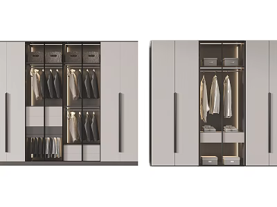 Modern Wardrobe Interior Design With Storage Solutions Hanging Rails And Drawers 3d model