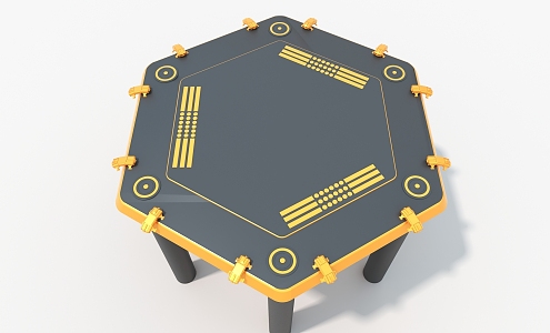 Hexagonal future mechanical cypunk cylinder hard surface high-tech industrial parts 3d model