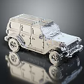 Silver Block Like SUV Model With Metallic Texture And Reflective Surface On Black Background 3d model