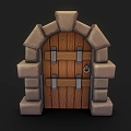 Stone Gate Gate Door Cartoon Door Prison Door Wooden Door 3d model