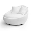 White Round Single Sofa with Two Soft White Cushions Modern Design