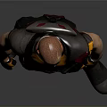 Bald Head Man In Yellow Black Outfit With Red Shoulder Gear 3D Model Character