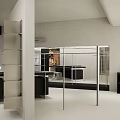 Minimalist Modern Clothing Store Interior With Open Display Metal Racks And Showcase