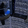Sci Fi Movie Characters Darth Vader And Luke Skywalker In Futuristic Control Room