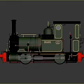Vintage Green Steam Train Model With Black Chimney Red Base Headlights And Golden Details