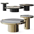 Modern Round Coffee Table With Smooth Marble Top And Gold Metal Base