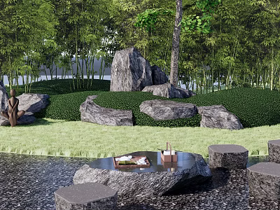 Modern landscape stone 3d model