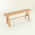 Simple Wooden Public Bench With Long Rectangular Seat And Sturdy Support Legs 3d model