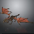 Intricate Detailed Mechanical Dragon With Red Wings Metallic Body And Sharp Claws